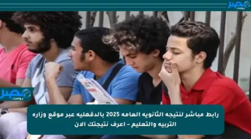 رابط مباشر لنتيجة الثانوية العامة 2025 بالدقهلية عبر موقع وزارة التربية والتعليم – اعرف نتيجتك الآن